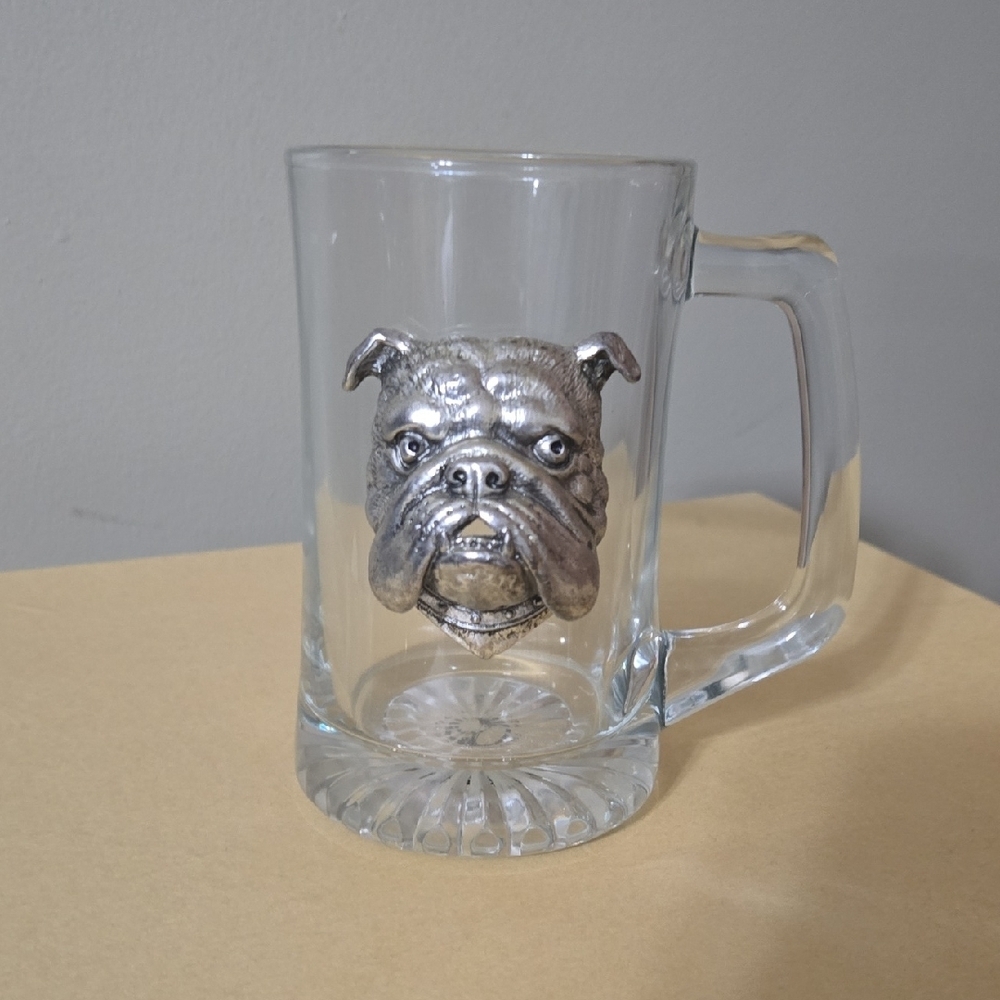 Arthur Court Bulldog Clear Glass Beer Mug